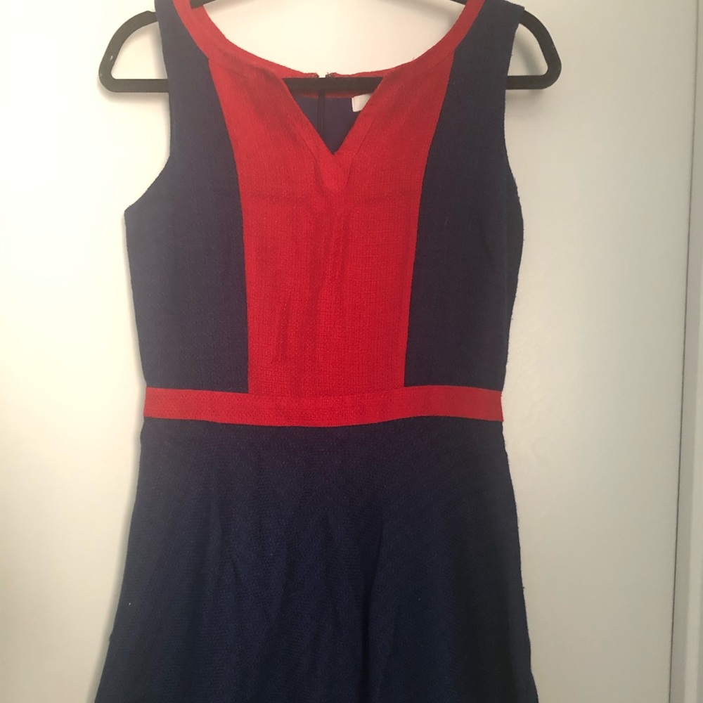 Red & blue knit tank dress